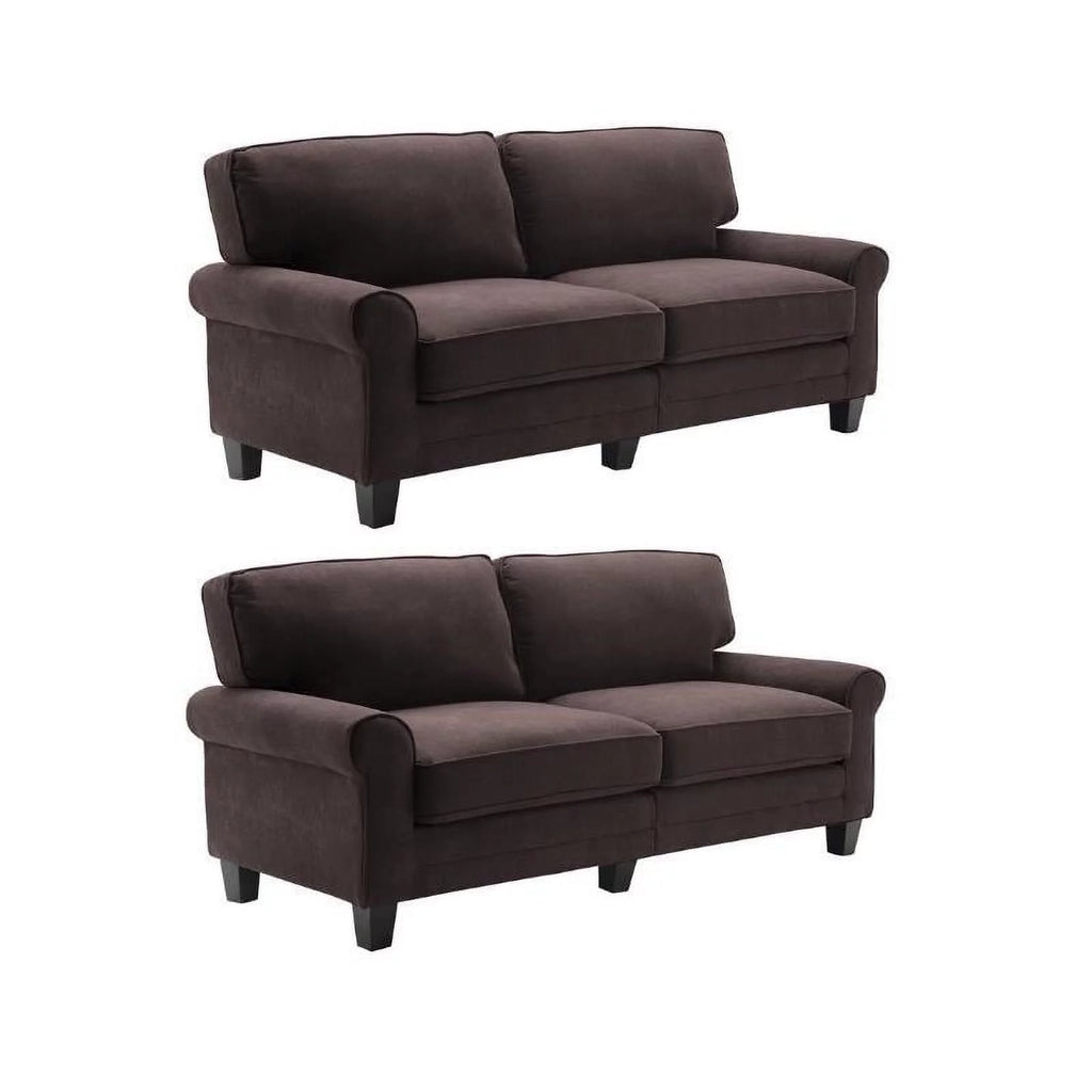 Dark Brown Polyester Fabric Sofa Set I131707