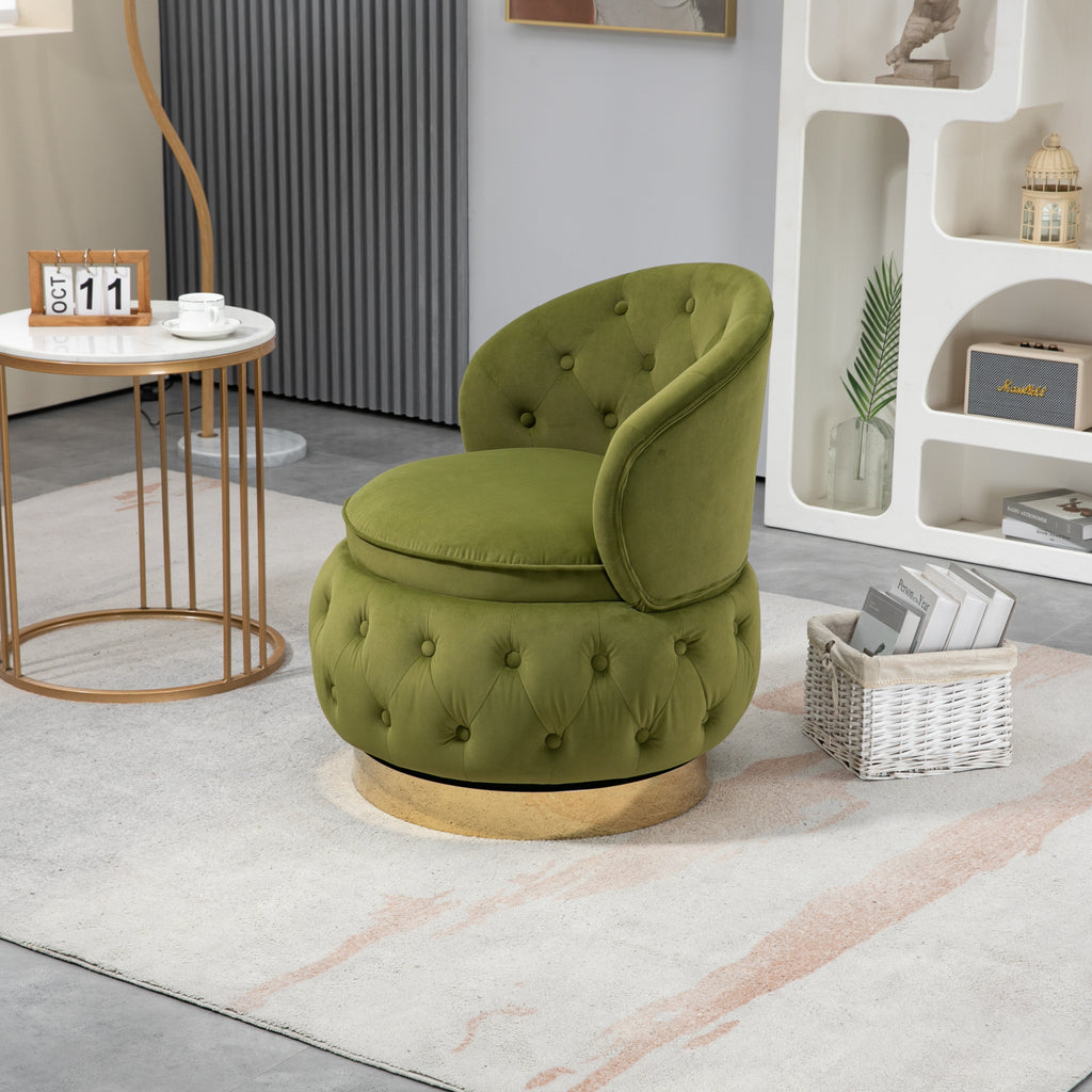 Olive Green Velvet Swivel Accent Chair Z878