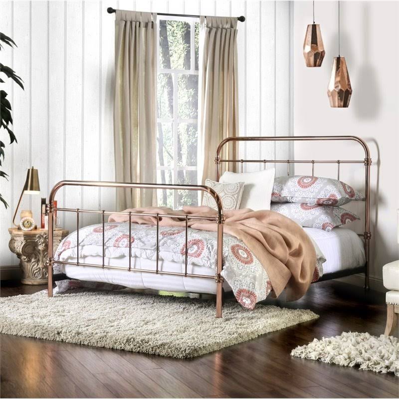 Rose Gold Metal King Bed M758