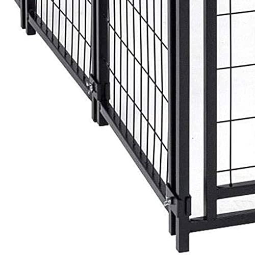 Black Powder Coat Steel Frame Outdoor Dog Kennel with Waterproof Canopy Roof and Gate Door D471