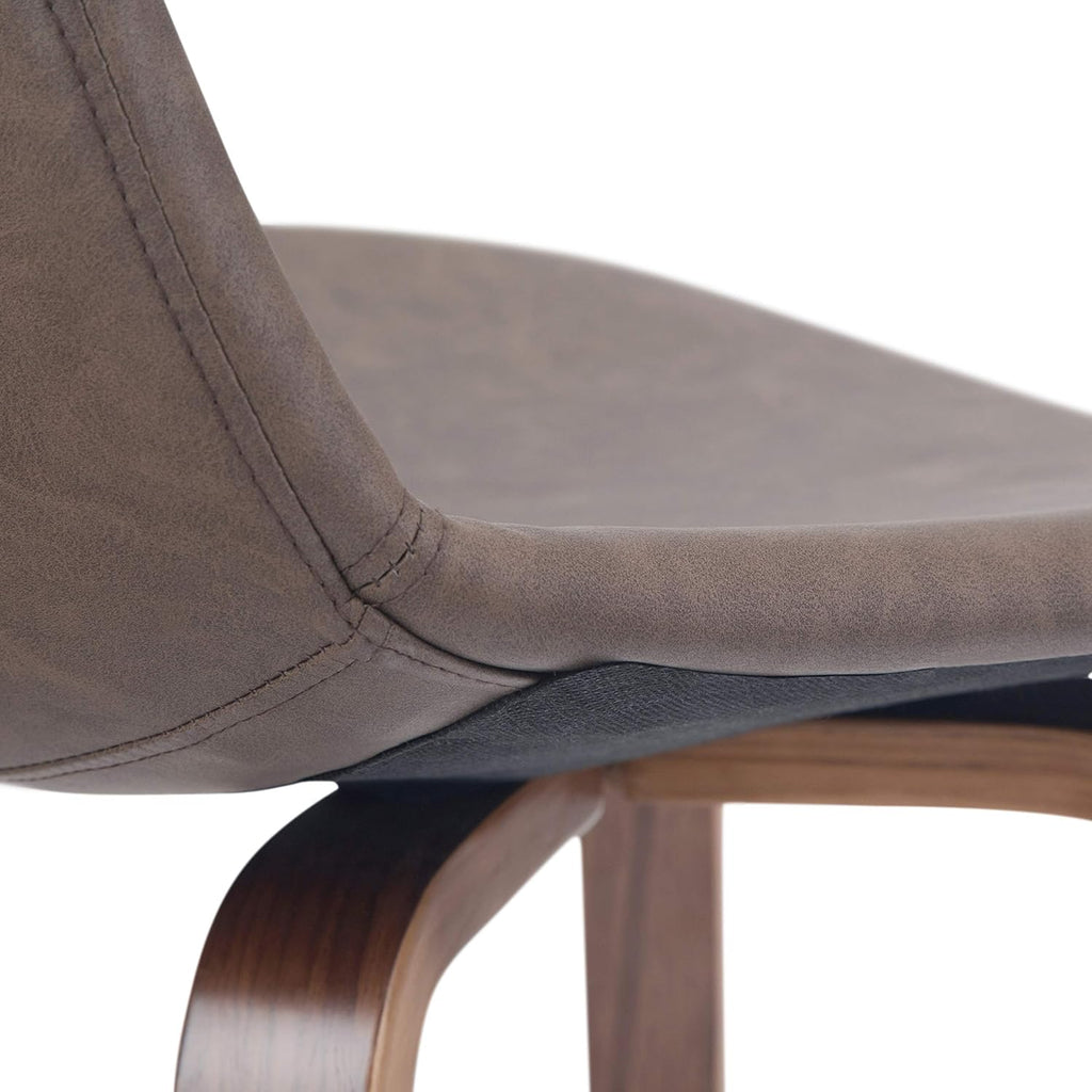 Distressed Chocolate Brown Vegan Faux Leather Bentwood Counter Height Stool Set Of 2 K650