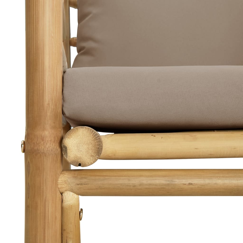 Patio Sofa with Taupe Cushions Bamboo L6504