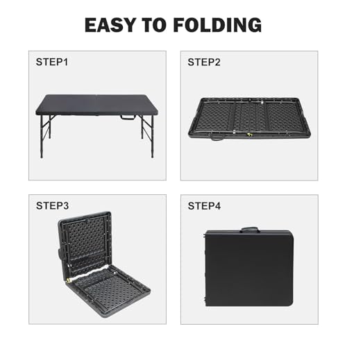 White 4ft Portable Folding Table with Steel Legs Z143