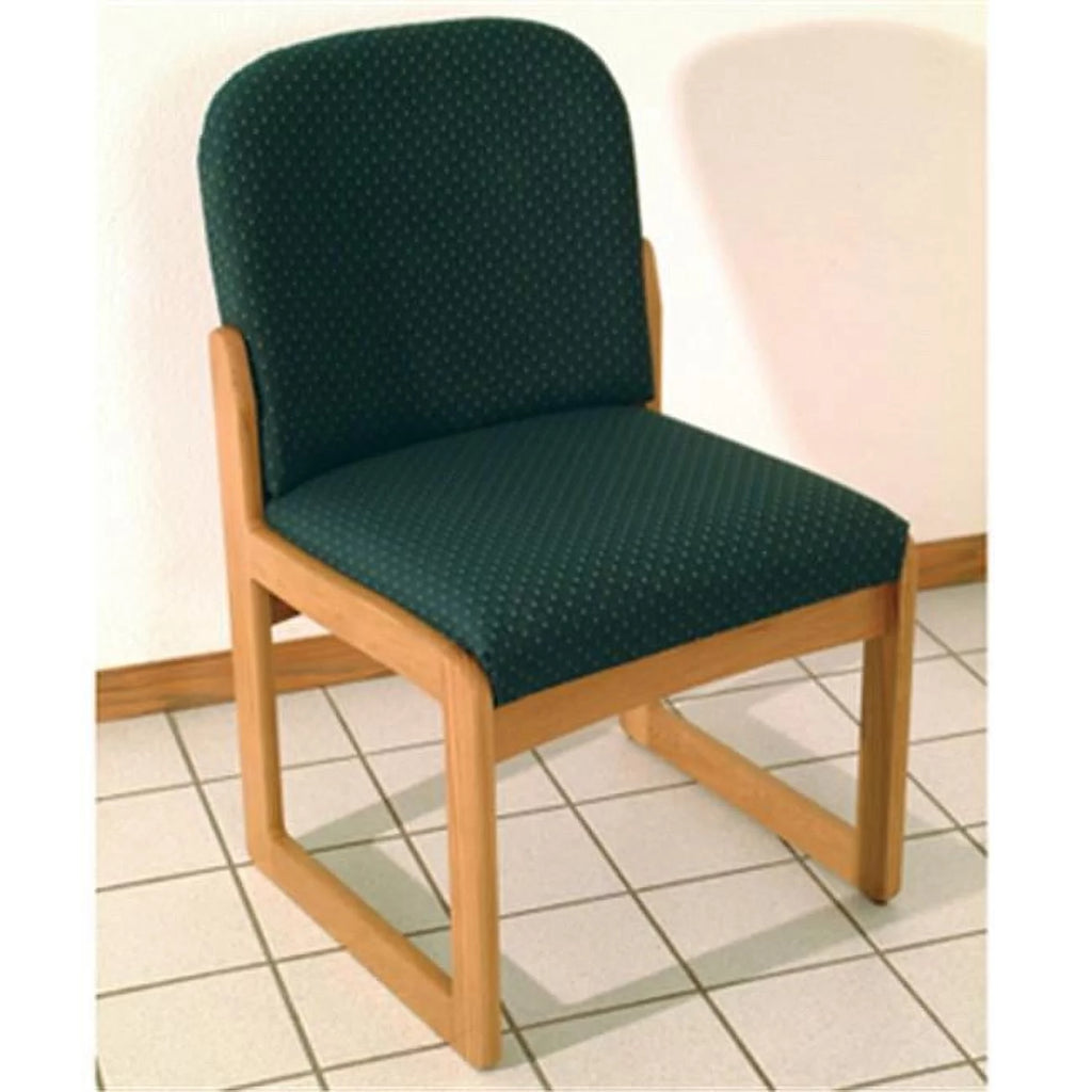 Wooden Mallet DW8-1MOAG Prairie Armless Guest Chair in Medium Oak - Arch Green Y380205