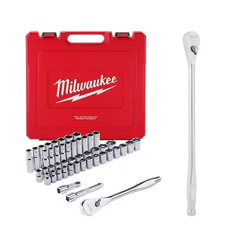1/2 in. Drive SAE/Metric Ratchet and Socket Mechanics Tool Set (48-Piece) K618858