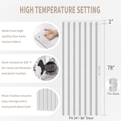 Beige Accordion Style Door Curtain, 1 Panel, W52 x L78 E596