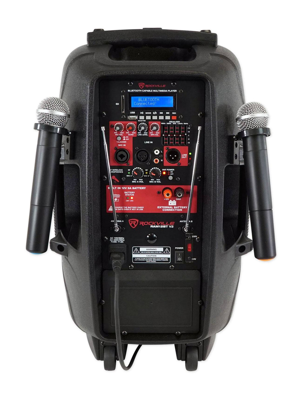 Portable Rechargeable DJ PA Speaker with 2 Mics Y83075