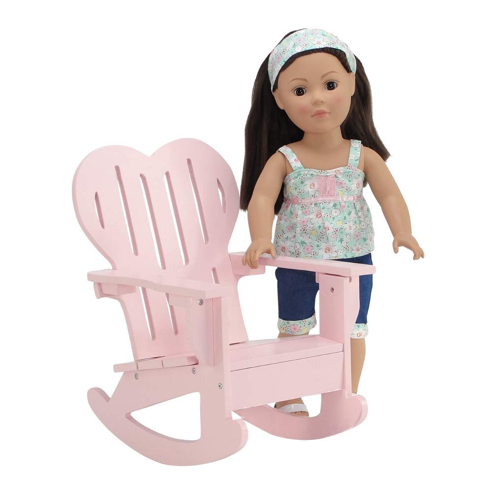 Pink Outdoor Adirondack Rocking Chair with Heart Shaped Back Z217