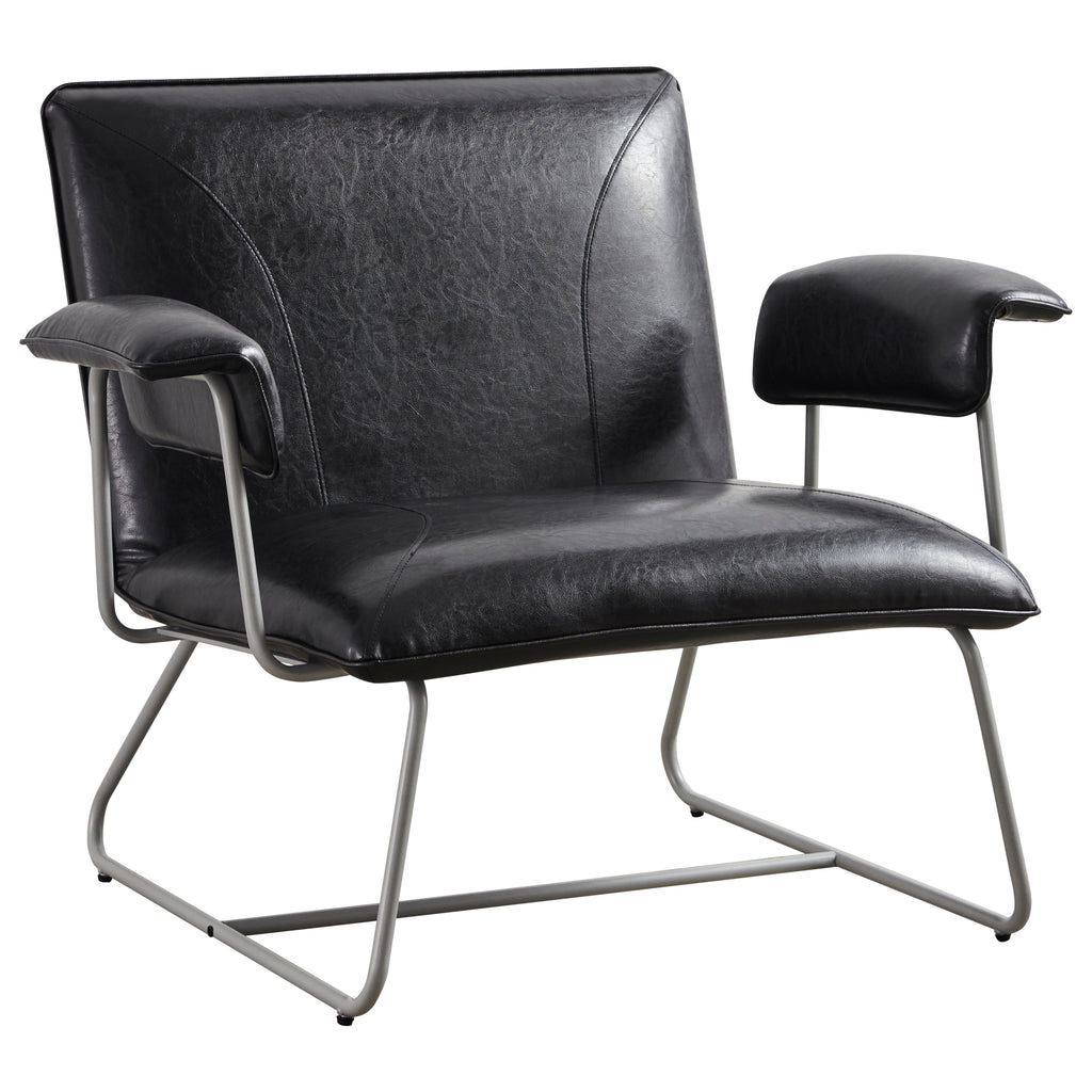 Black Bonded Leather Lounge Arm Chair L96298