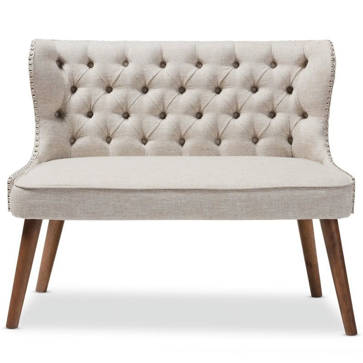 Mid-Century Upholstered 2-Seater Loveseat in Brown O3346