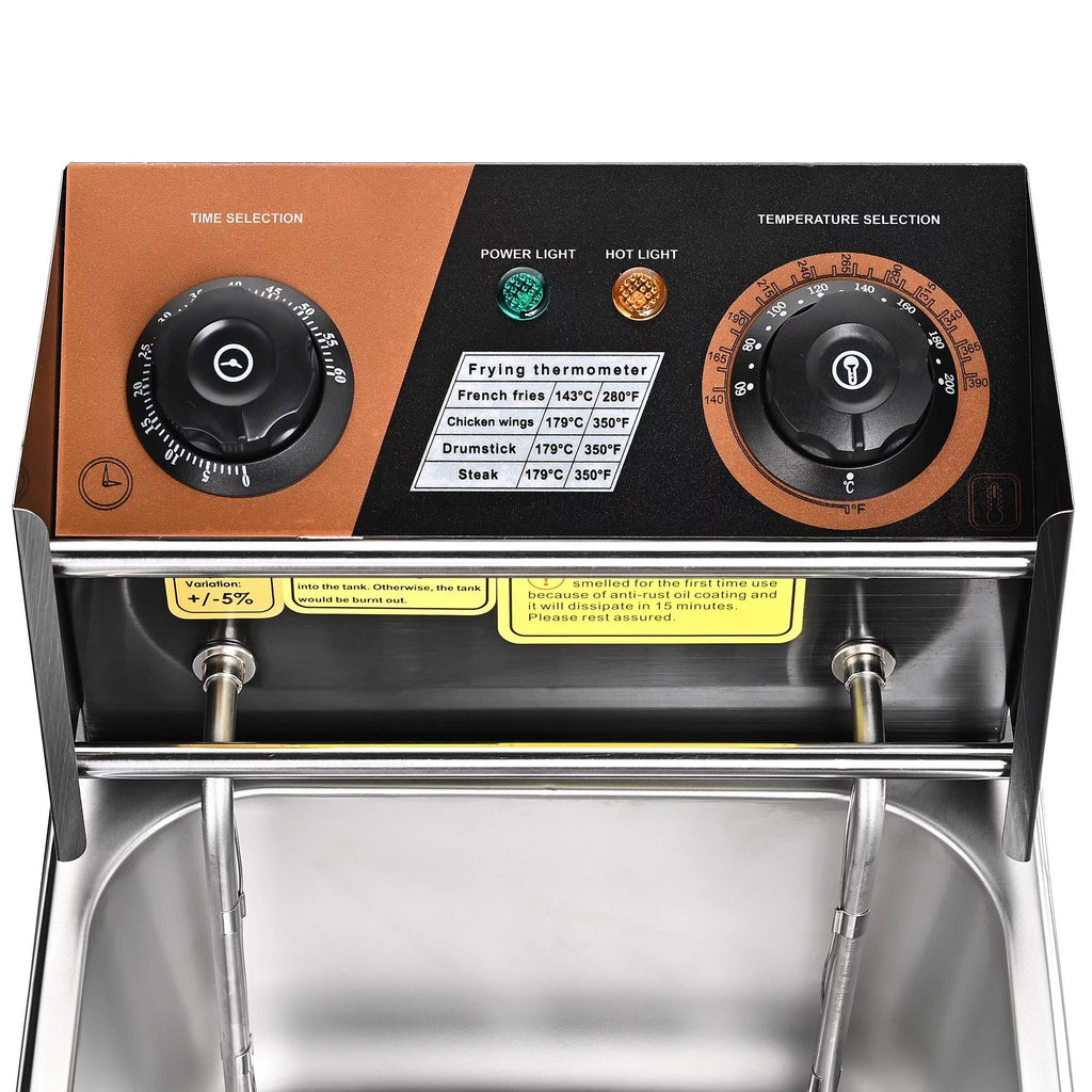 Commercial Electric Stainless Steel Deep Fryer with Basket & Lid B586