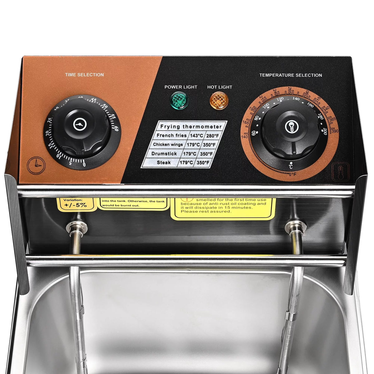 Commercial Electric Stainless Steel Deep Fryer with Basket & Lid B586
