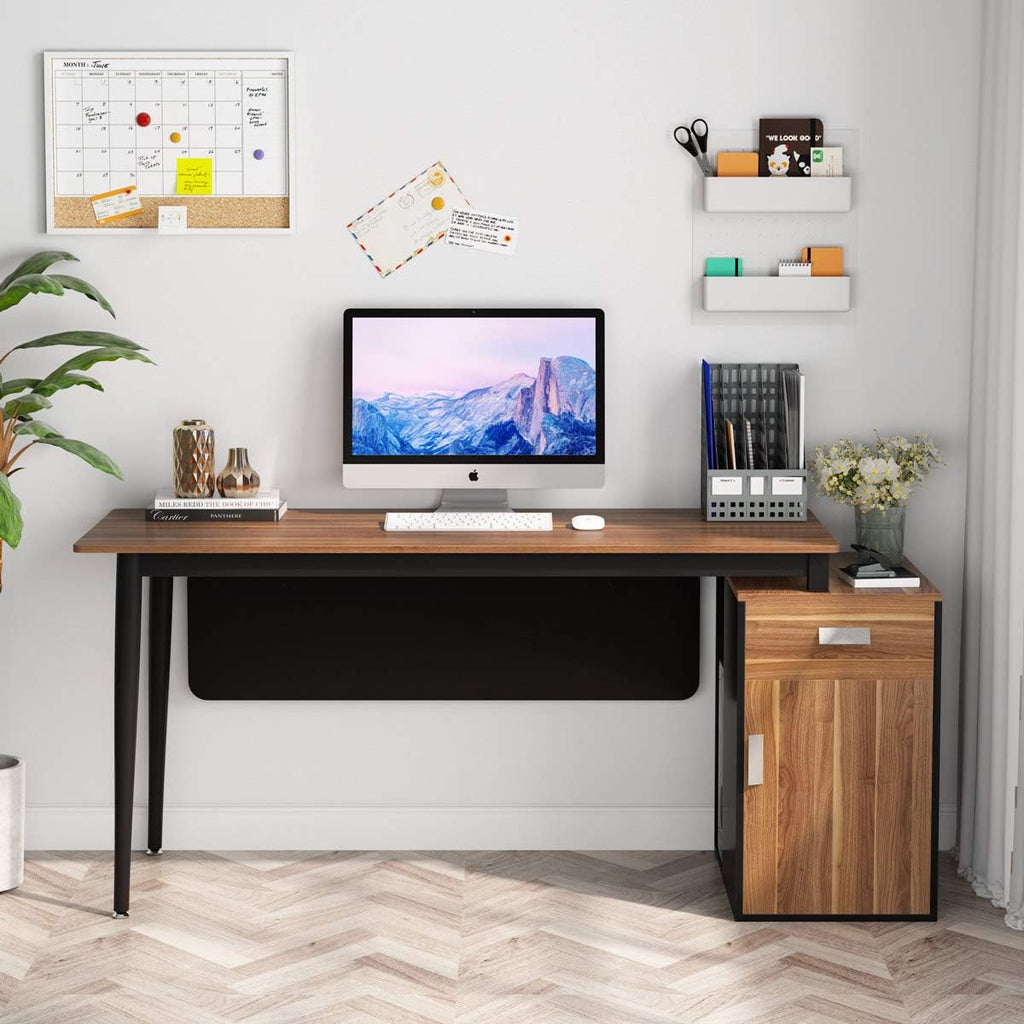 55 inch Computer Desk with Storage Cabinet and Drawer W6478