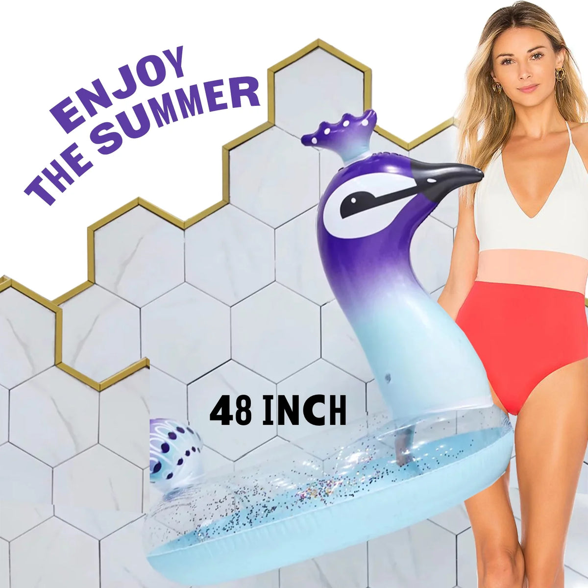 48" Giant Inflatable Peacock Pool Floatie P1447