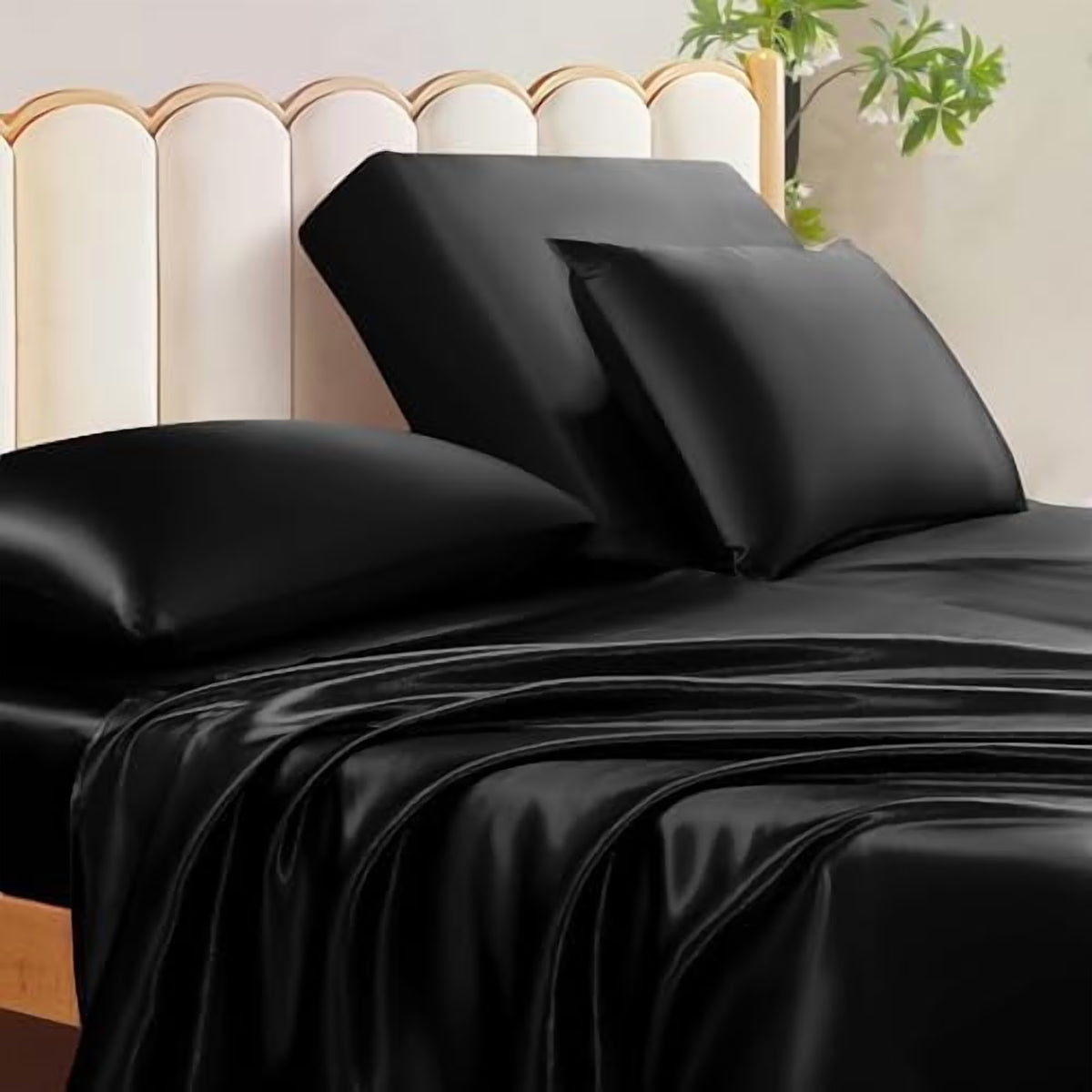 4Pcs Half Split Flex Head King Sheets Set with 14-16 Inch Deep Pockets Q919966