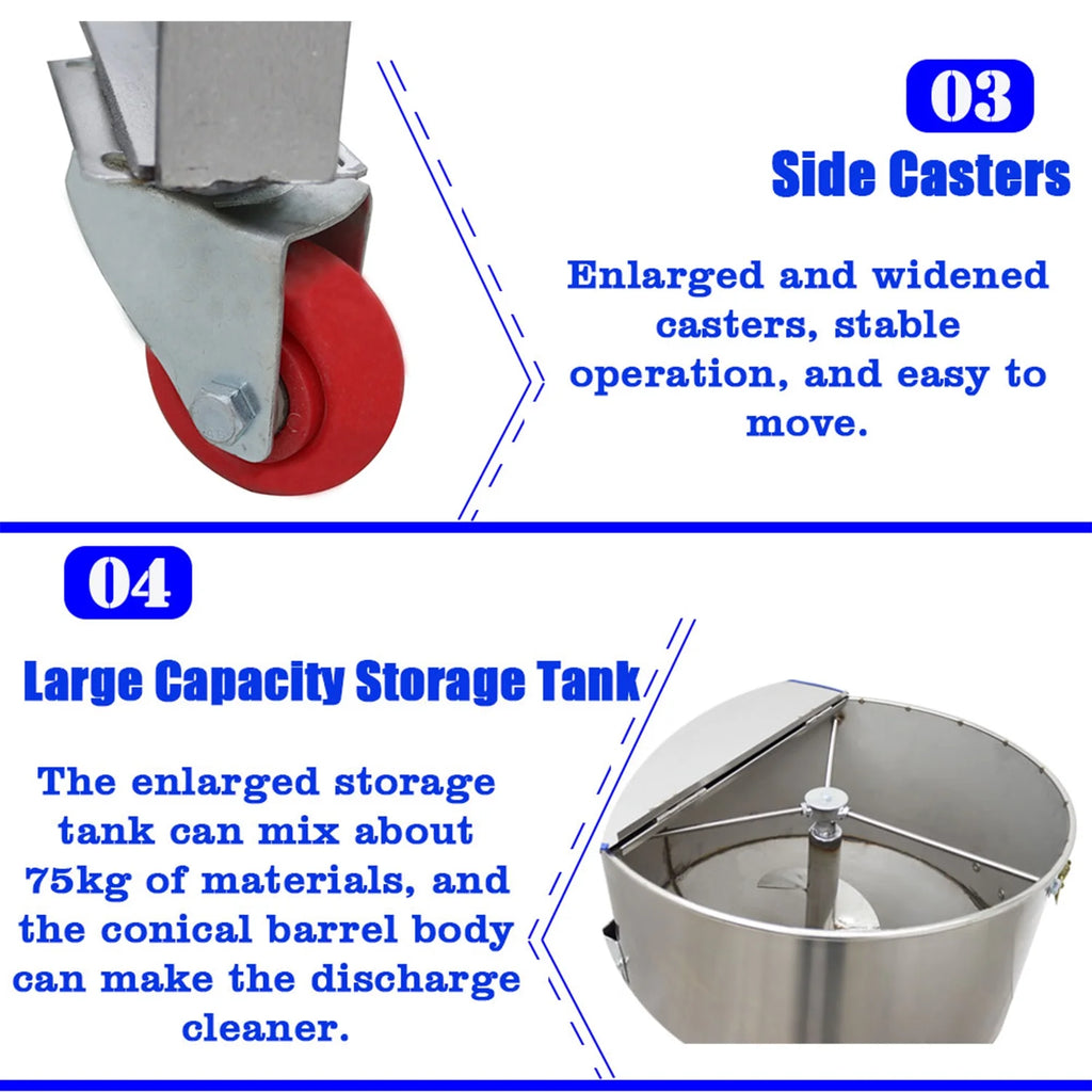165LB Plastic Stainless Steel Stand Mixer Granular Powder Blender B245