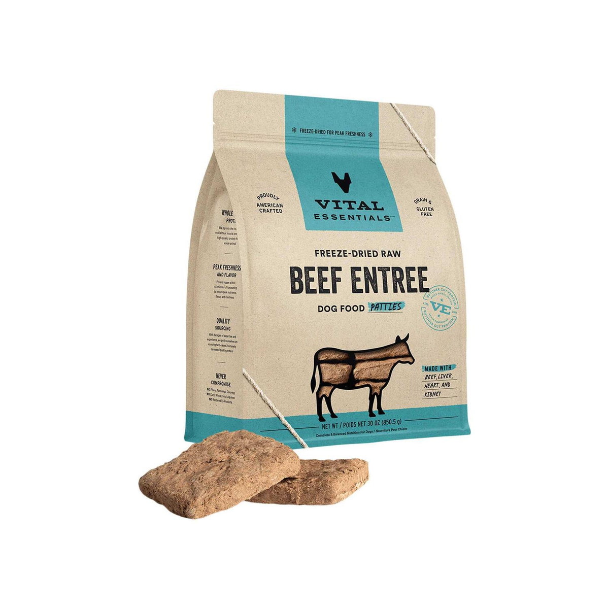 Beef Entree Patties Freeze-Dried Raw Dog Food N22666