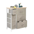 7 Drawer Fabric Storage Dresser with Wood Top B1629