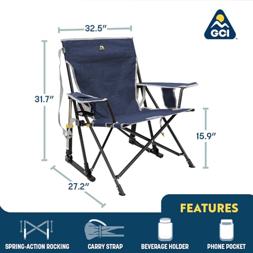 Portable Folding Rocking Camping Chair with Drink Holder J376381