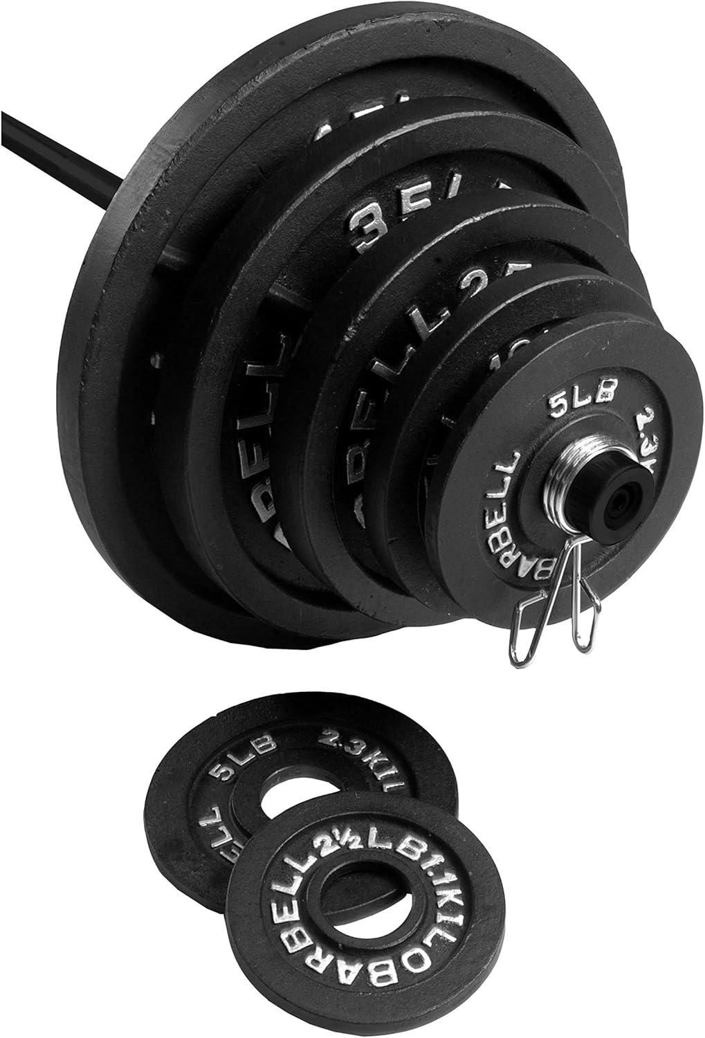 300 LB Cast Iron Olympic Weight Set with 7’ Olympic Bar B51440