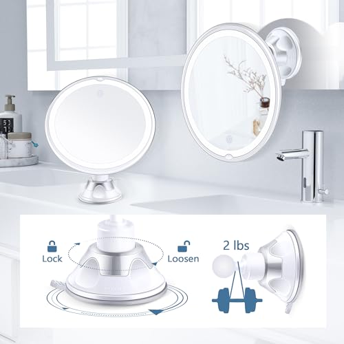 30X Magnifying Mirror with Light, 3 Color Modes, Adjustable Brightness, 1500mAh D990