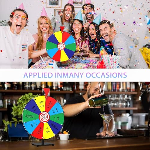 14 Inch 10 Slots Heavy Duty Color Tabletop Spinning Prize Wheel with Dry Erase Marker and Eraser O686