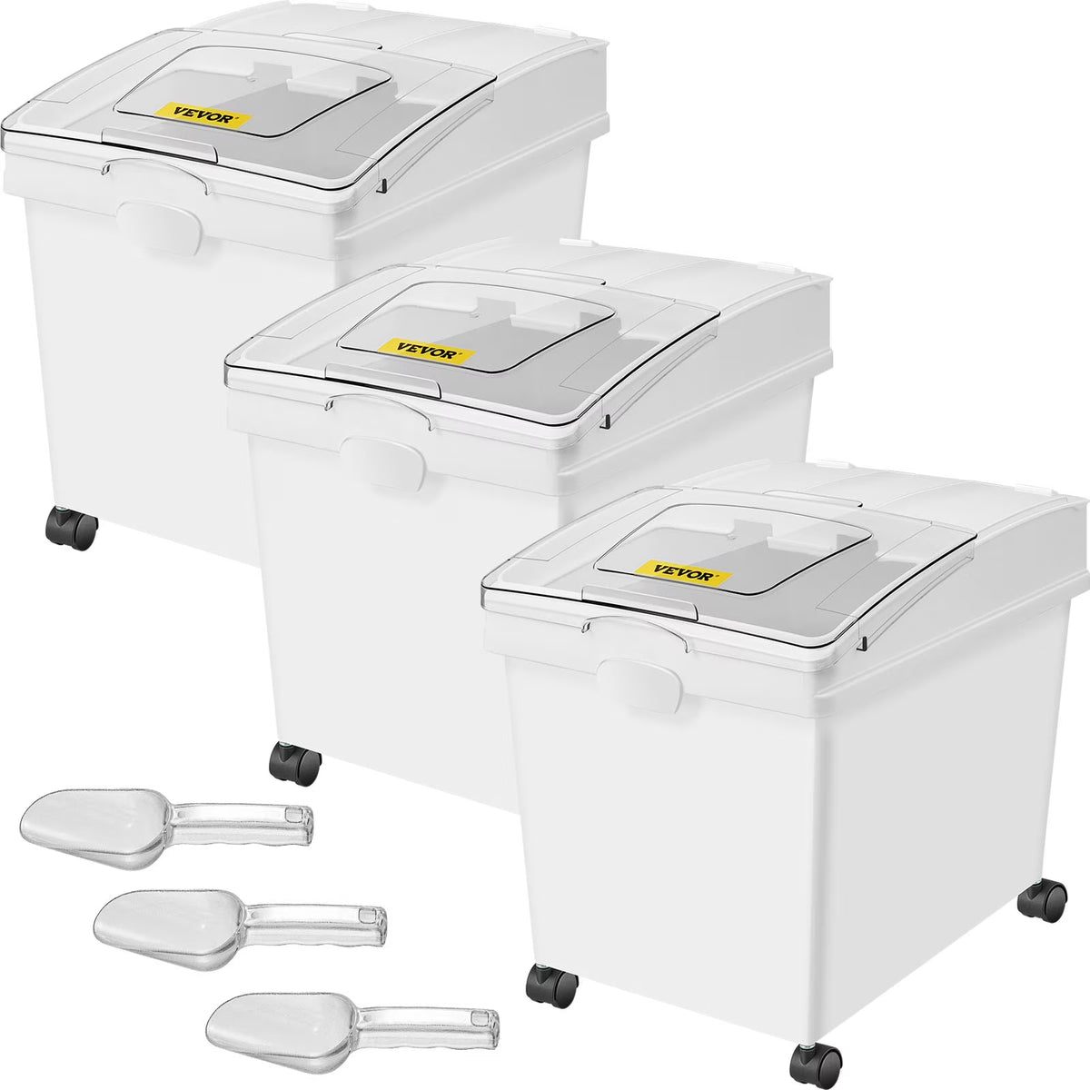 10.5 Gallons PP Ingredient Storage Bin with Scoop and Sliding Lid, 3 Pcs/Set W944723
