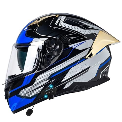 Motorcycle Helmet with Bluetooth, Full Face Helmet, ECE Certified Clear Visor B43842