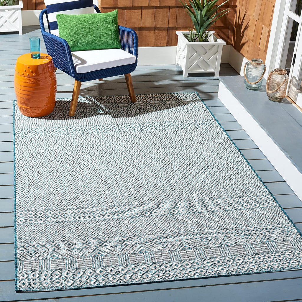 Ivory Green Round Indoor Outdoor Area Rug G98285