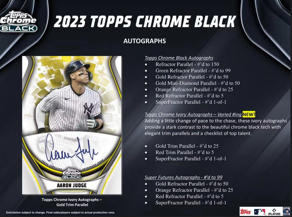 2023 Chrome Black Baseball Trading Card Hobby Box Z18087