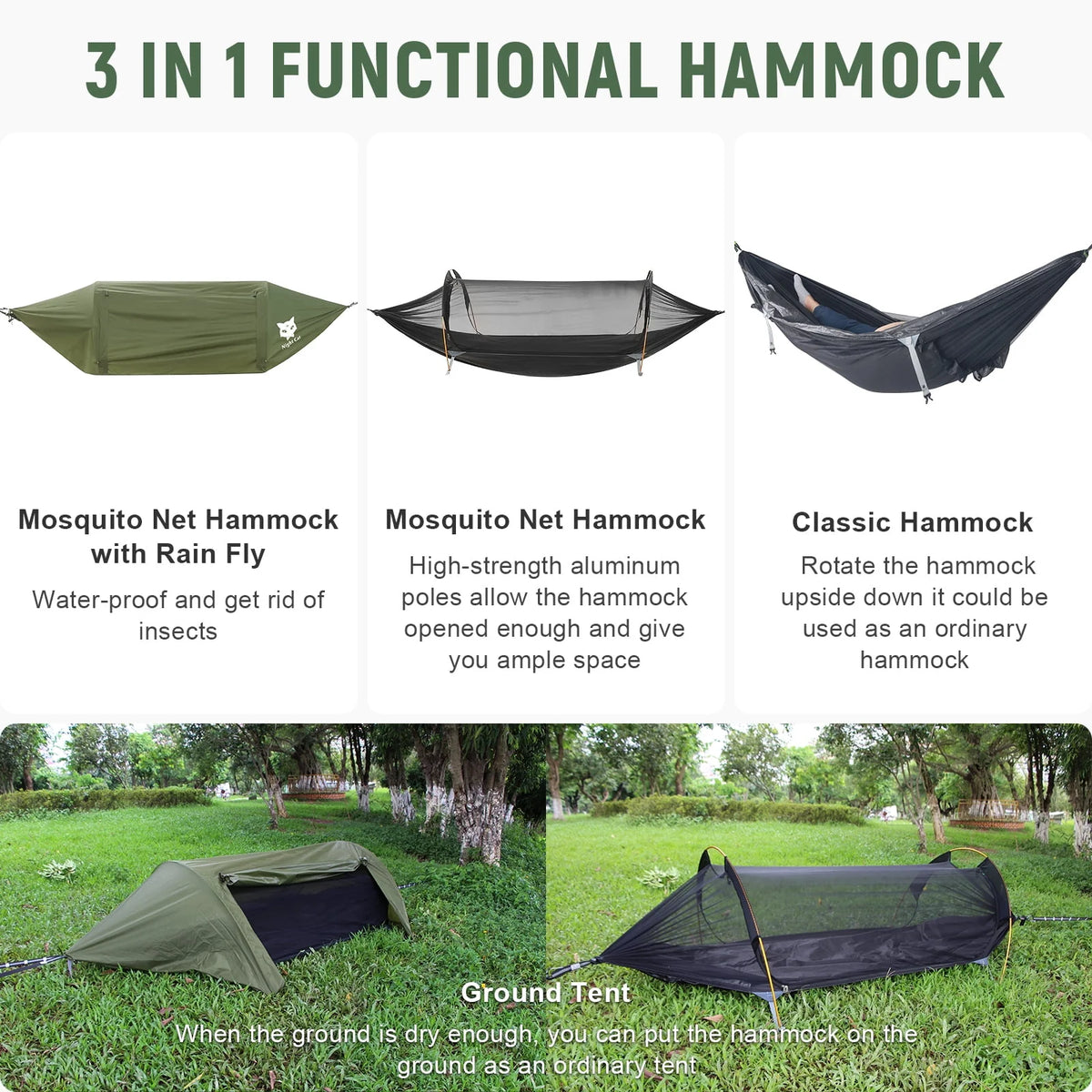 Camping Hammock Tent with Mosquito Net and Rain Fly Q4581