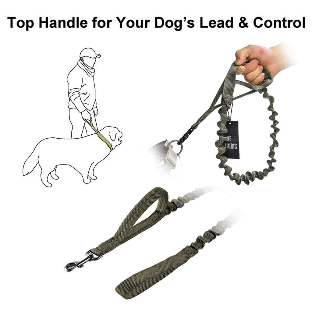 Tactical Dog Training Bungee Leash with 2 Control Handle Quick Release Nylon Leads Rope N75600