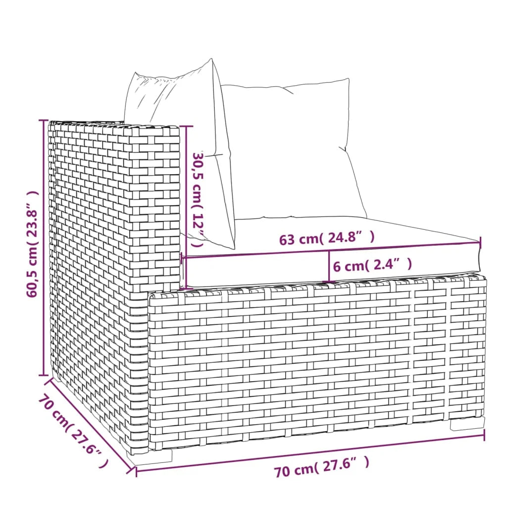 6 Piece Patio Set with Cushions Poly Rattan Black J330080