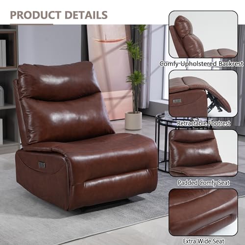 Genuine Leather Electric Power Recliner Chair with USB Charge Ports, 33.5'' Extra Large Width L150693