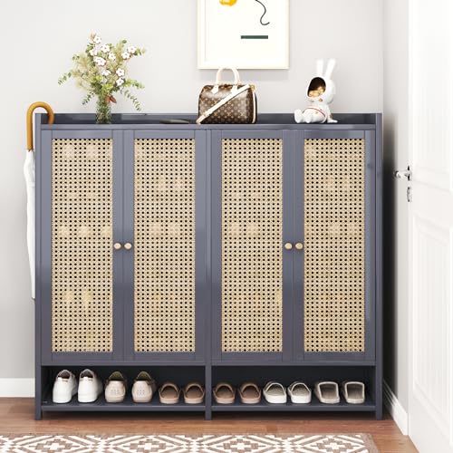Bamboo 8 Tier Shoe Storage Cabinet with Doors and Drawers T696909