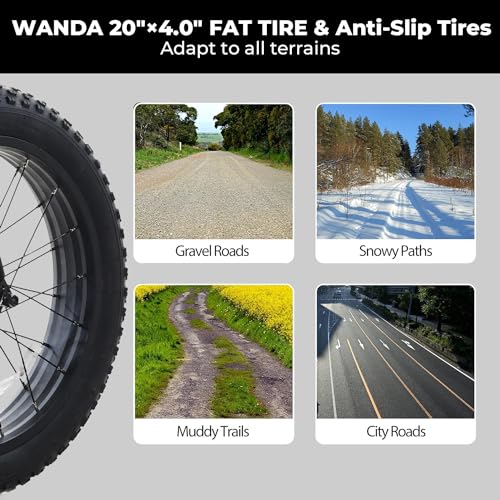 20"X4" Fat Tire Folding Electric Bike with 48V 10.4Ah Removable Battery C47648