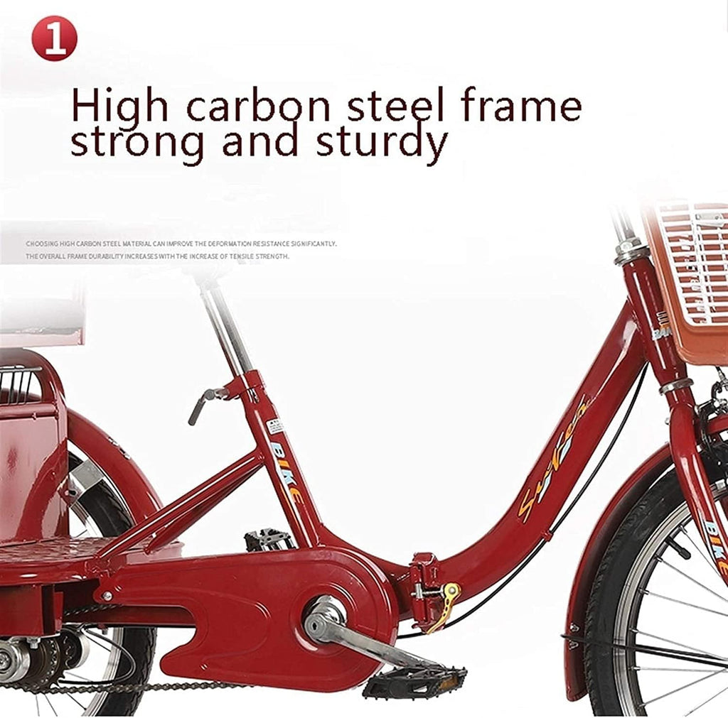 20 Inch Single Speed Adult Tricycle with Large Basket J186