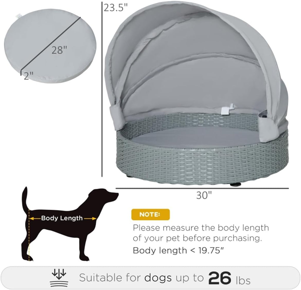 Grey Wicker Rattan Pet Sofa with Cushion W783826