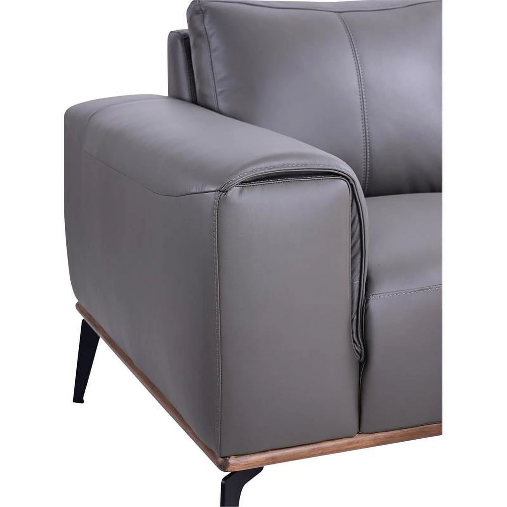 Gray Top Grain Leather Sofa Y5573