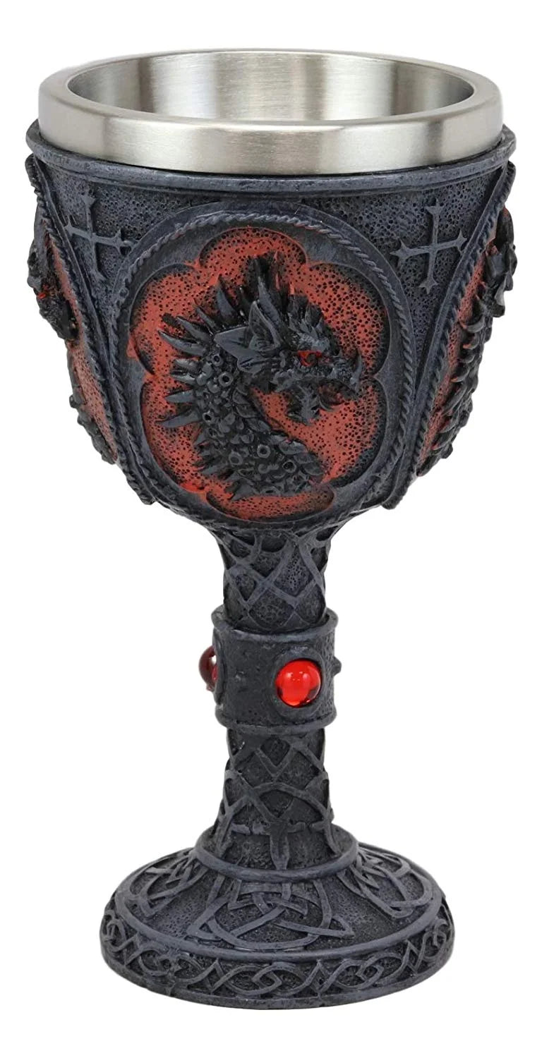 Celtic Knotwork Dragon Chalice Figurine 8oz Z543