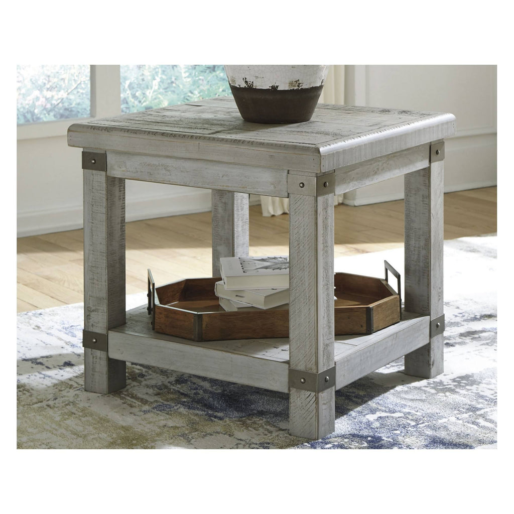 White Wash Gray Rectangular End Table Q44765