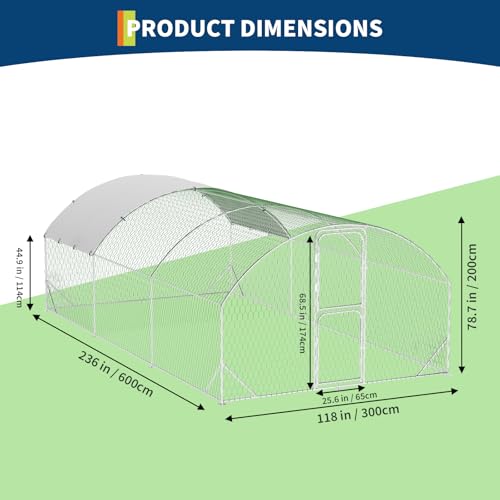 Heavy Duty Walk-in Chicken Coop Metal Poultry Cage with Waterproof UV Cover O65694