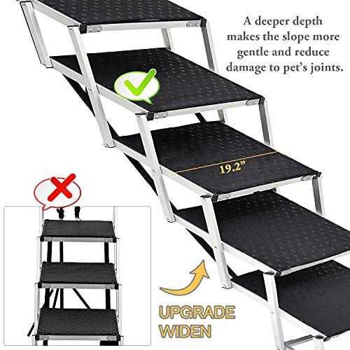 Extra Wide Foldable Dog Car Stairs with Nonslip Surface F129