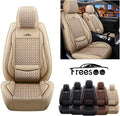 Coffee Leather Car Seat Covers Full Set 5 Seats J300