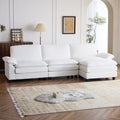 White Corduroy Modular Sectional Sofa with Ottoman S3650