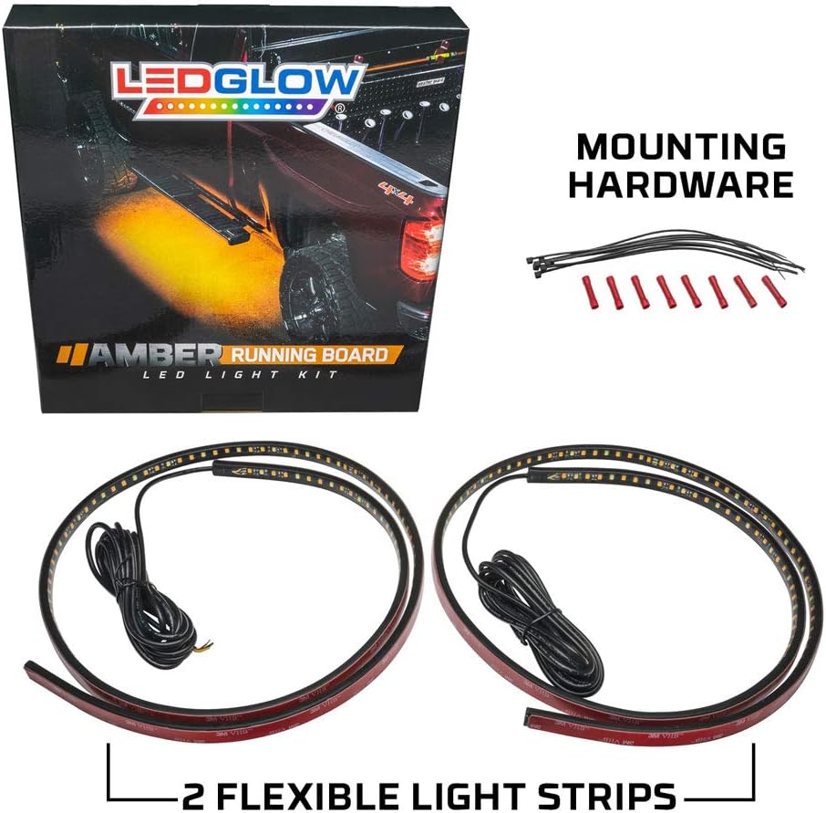 Amber LED Running Board Light Kit with White Courtesy Lights, Pack of 2 I44728