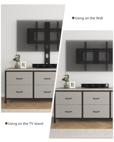 Black TV Stand with Mount and 6 Drawer Dresser B936116