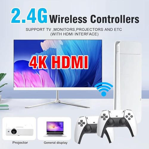 Wireless Retro Gaming Console Built-in 20000+ Classic Games 4K HDMI Plug & Play with Dual 2.4G Wireless Controllers C219706