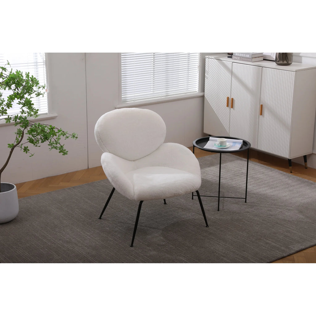 Sherpa Accent Armchairs with Black Metal Legs W7484