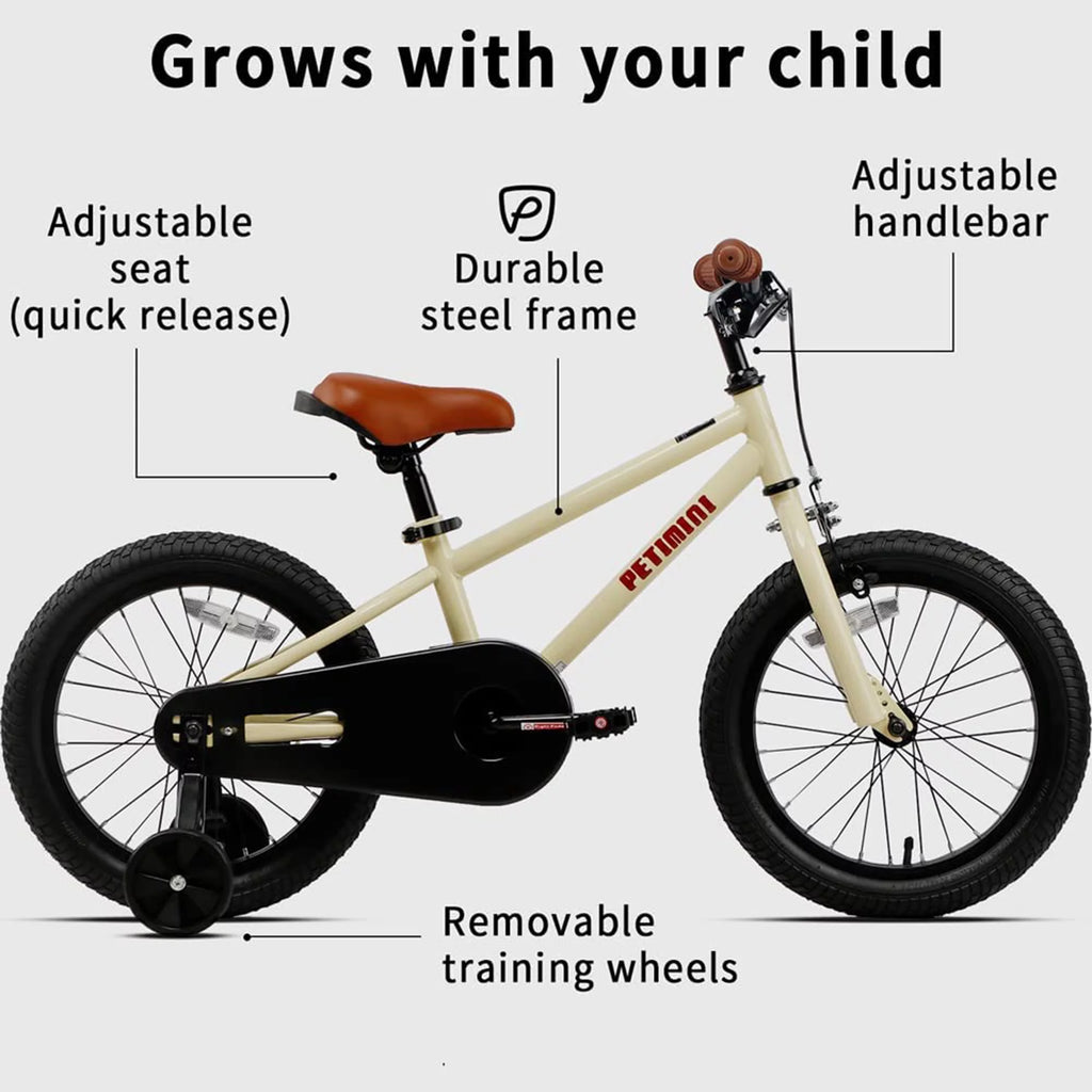 16 Inch Beige Kids Bike with Training Wheels G899